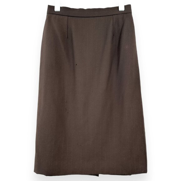 Givenchy Couture Vintage Brown Pinstripe Pencil Skirt